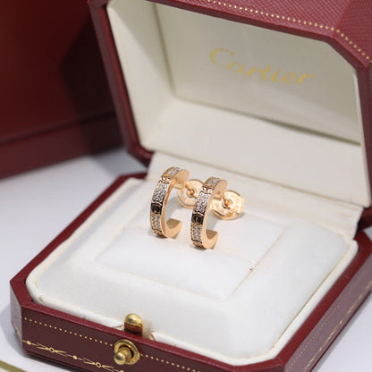 [Lumi Jewelery]LOVE 5.5MM DIAMOND PAVED EARRINGS