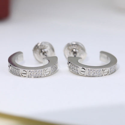 [Lumi Jewelery]LOVE 5.5MM DIAMOND PAVED EARRINGS