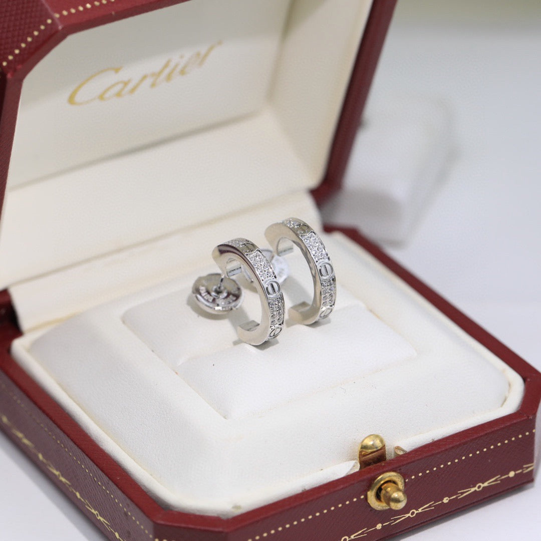 [Lumi Jewelery]LOVE 5.5MM DIAMOND PAVED EARRINGS