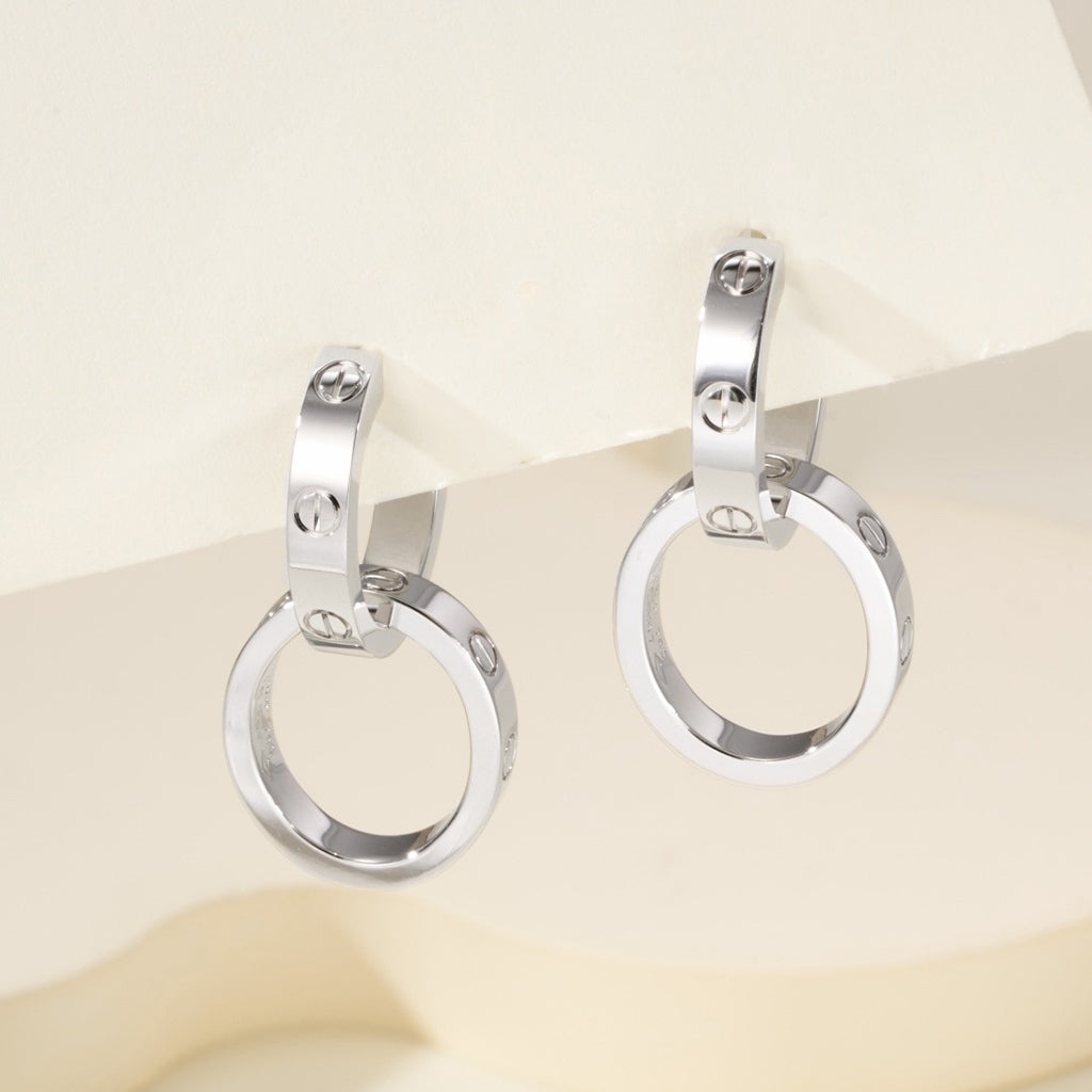 [Lumi Jewelery]LOVE 3.3MM DANGLE EARRINGS