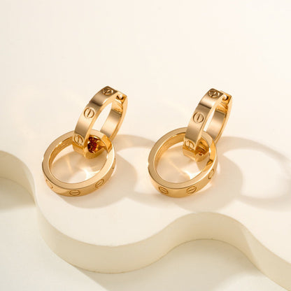[Lumi Jewelery]LOVE 3.3MM DANGLE EARRINGS