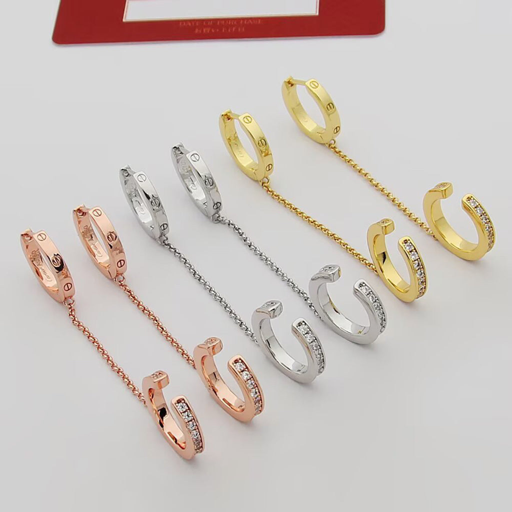 [Lumi Jewelery]LOVE 3.0MM HALF DIAMOND EARRINGS