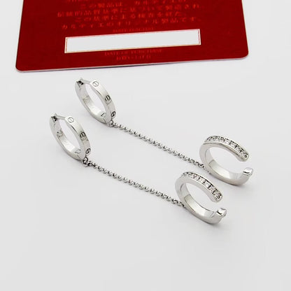 [Lumi Jewelery]LOVE 3.0MM HALF DIAMOND EARRINGS