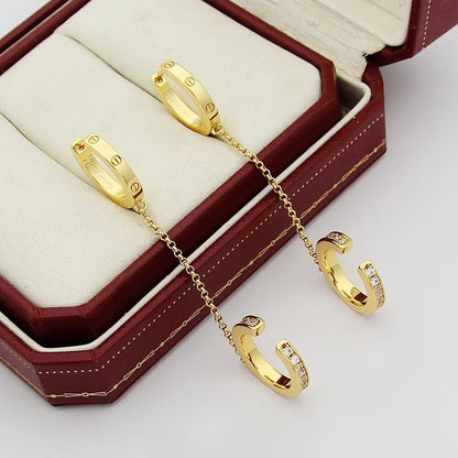 [Lumi Jewelery]LOVE 3.0MM HALF DIAMOND EARRINGS