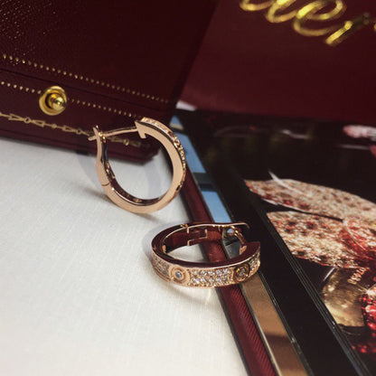 [Lumi Jewelery]LOVE 5.5MM DIAMOND PAVED EARRINGS