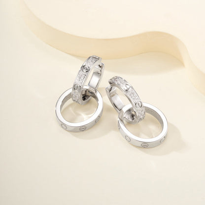 [Lumi Jewelery]LOVE 3.3MM DANGLE HALF DIAMOND EARRINGS
