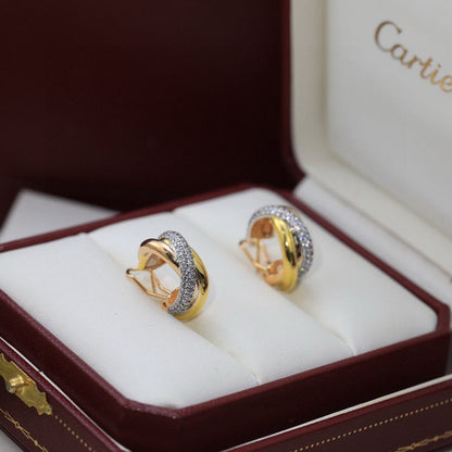 [Lumi Jewelery]TRINITY HALF DIAMOND  CLASSIC EARRINGS