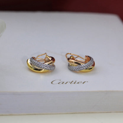 [Lumi Jewelery]TRINITY HALF DIAMOND  CLASSIC EARRINGS