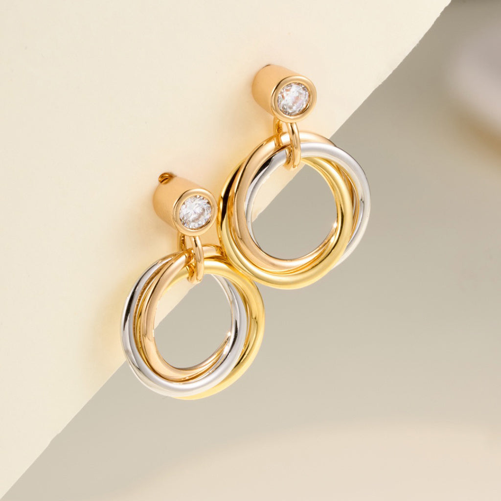 [Lumi Jewelery]TRINITY ON DIAMOND  EARRINGS
