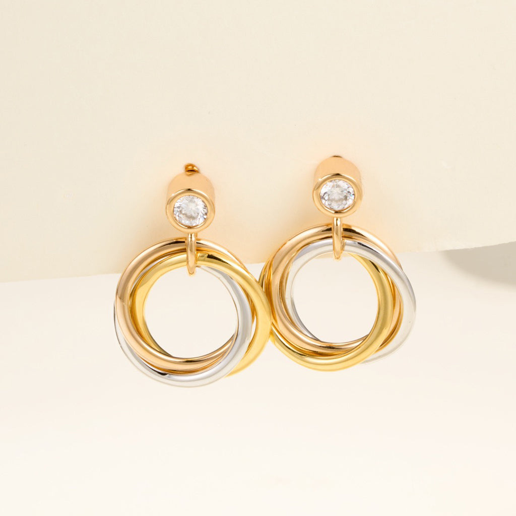 [Lumi Jewelery]TRINITY ON DIAMOND  EARRINGS
