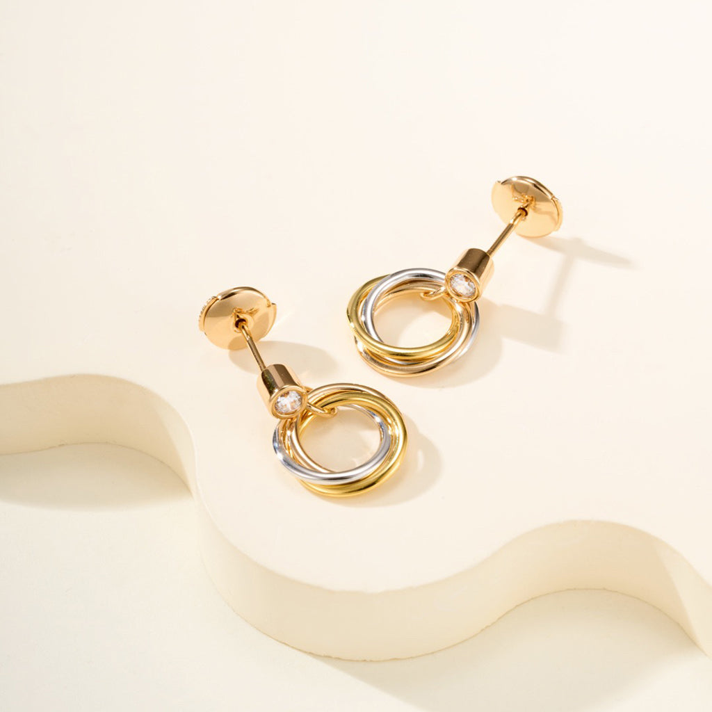 [Lumi Jewelery]TRINITY ON DIAMOND  EARRINGS