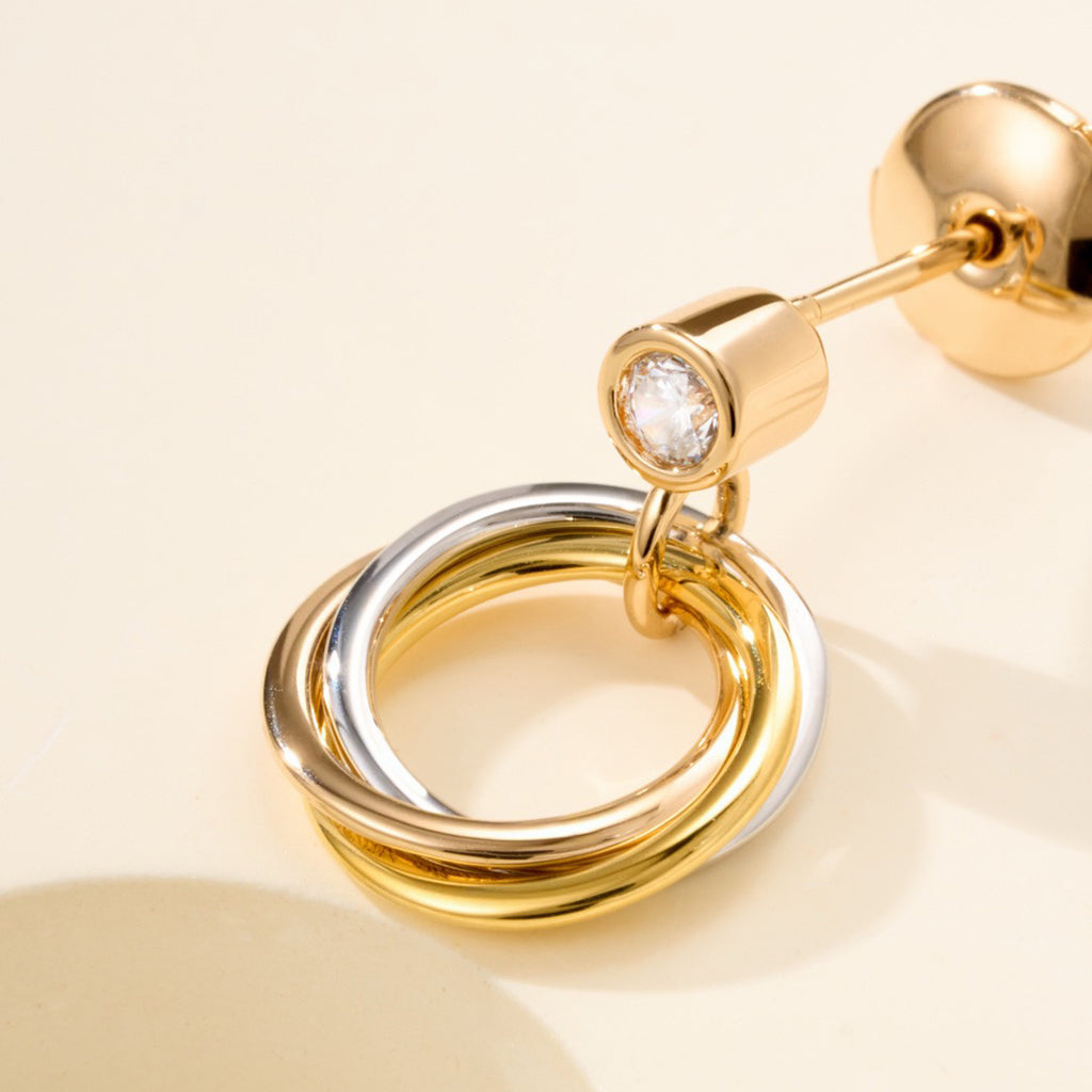 [Lumi Jewelery]TRINITY ON DIAMOND  EARRINGS