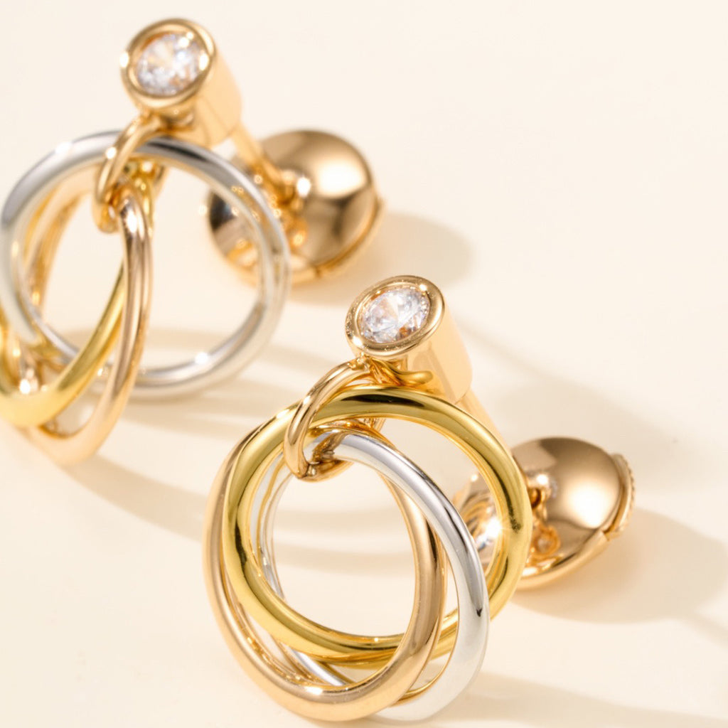 [Lumi Jewelery]TRINITY ON DIAMOND  EARRINGS