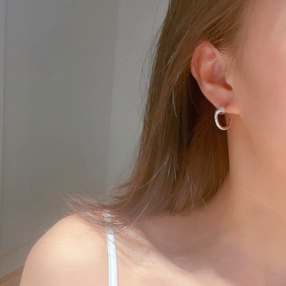 [Lumi Jewelery]JUSTE FULL DIAMOND DOUBLE EARRINGS