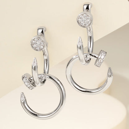 [Lumi Jewelery]JUSTE HALF DIAMOND DOUBLE EARRINGS