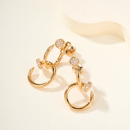 [Lumi Jewelery]JUSTE HALF DIAMOND DOUBLE EARRINGS