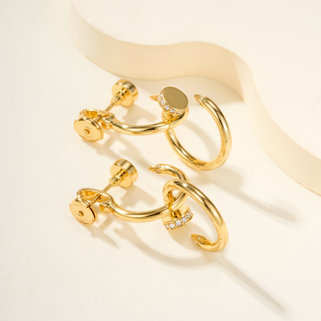 [Lumi Jewelery]JUSTE HALF DIAMOND DOUBLE EARRINGS