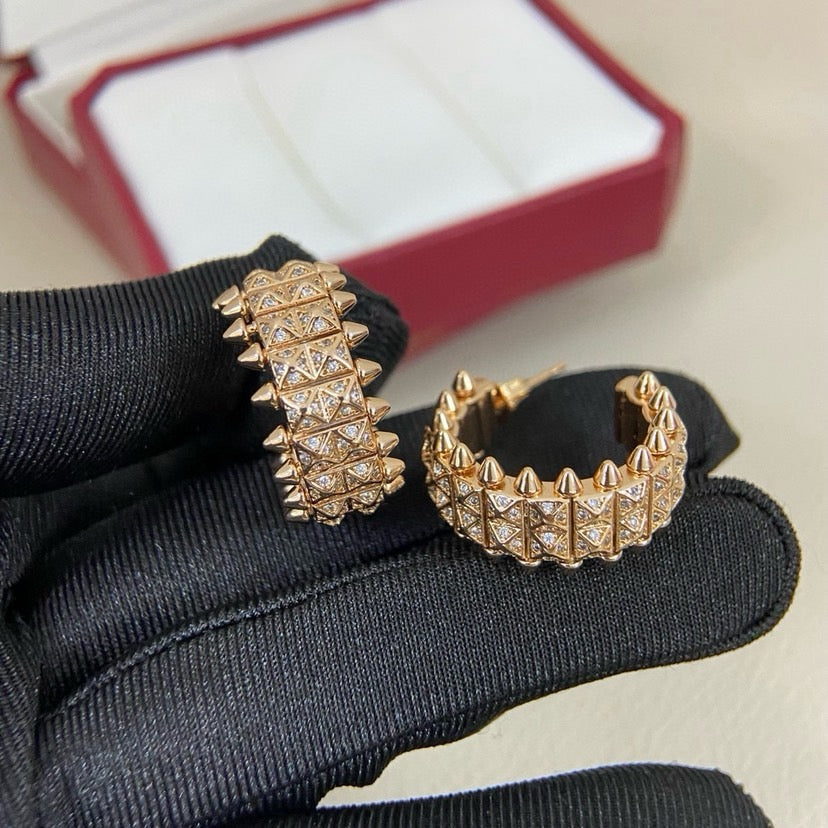 [Lumi Jewelery]CLASH 9.2MM FULL DIAMOND DOUBLE ROW EARRINGS