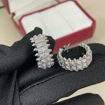 [Lumi Jewelery]CLASH 9.2MM FULL DIAMOND DOUBLE ROW EARRINGS