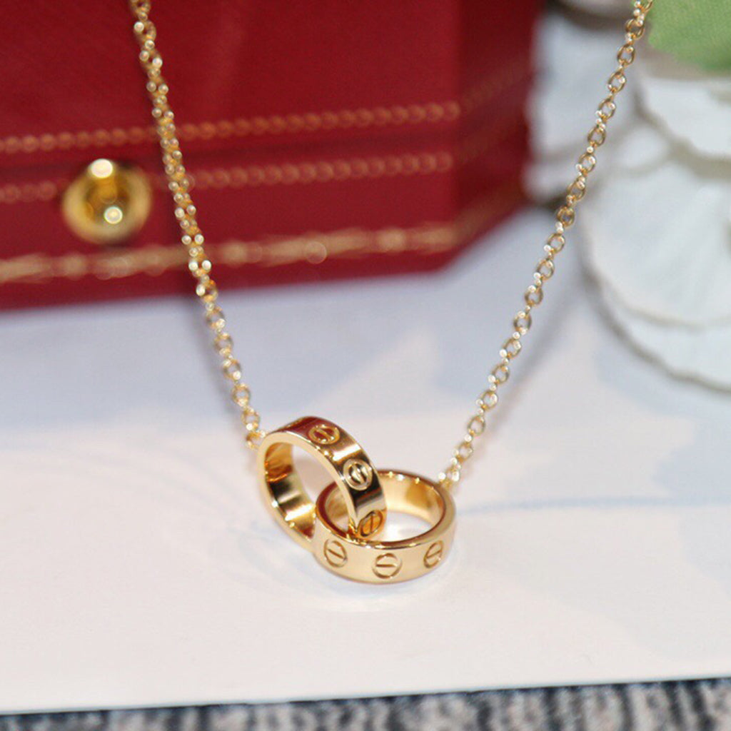 [Lumi Jewelery]LOVE DOUBLE RING NECKLACE