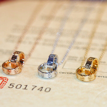 [Lumi Jewelery]LOVE DOUBLE RING NECKLACE