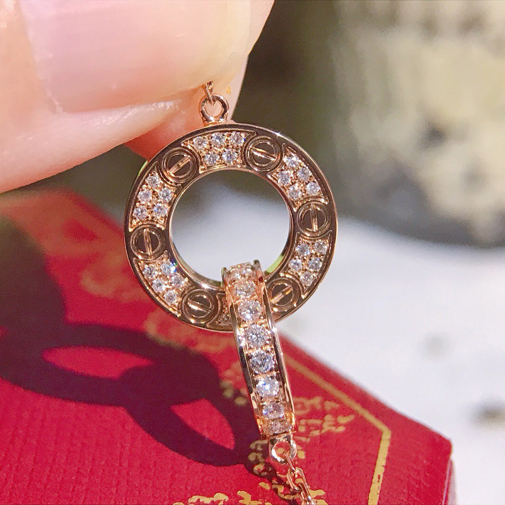 [Lumi Jewelery]LOVE  FULL DIAMOND PENDANT NECKLACE