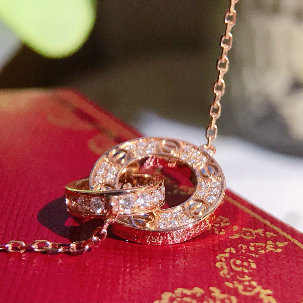 [Lumi Jewelery]LOVE  FULL DIAMOND PENDANT NECKLACE