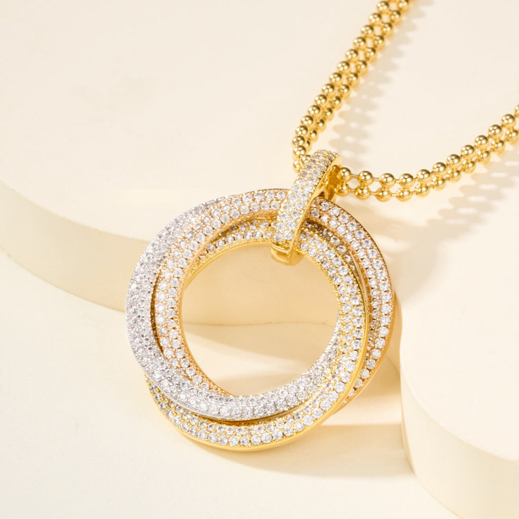 [Lumi Jewelery]TRINITY LARGE FULL DIAMOND  NECKLACE