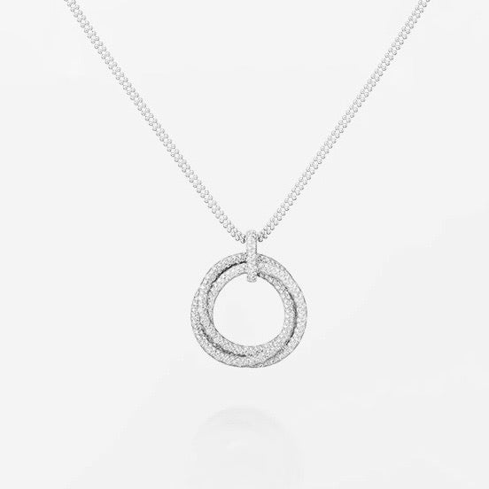 [Lumi Jewelery]TRINITY LARGE FULL DIAMOND  NECKLACE