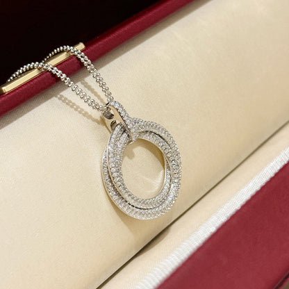 [Lumi Jewelery]TRINITY LARGE FULL DIAMOND  NECKLACE