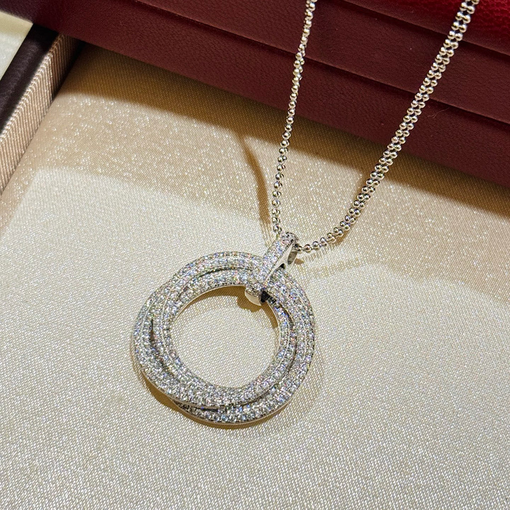 [Lumi Jewelery]TRINITY LARGE FULL DIAMOND  NECKLACE