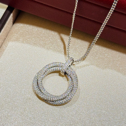 [Lumi Jewelery]TRINITY LARGE FULL DIAMOND  NECKLACE
