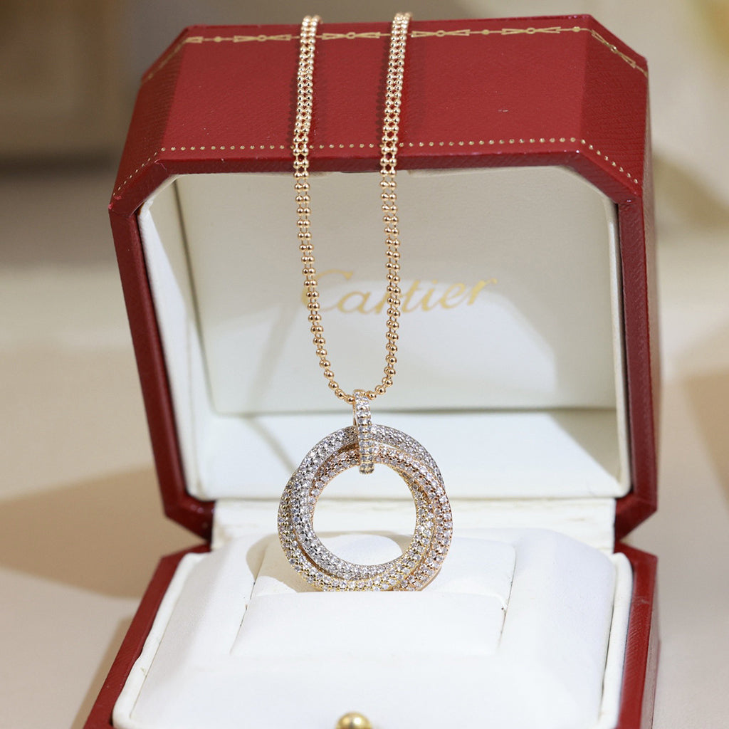 [Lumi Jewelery]TRINITY LARGE FULL DIAMOND  NECKLACE