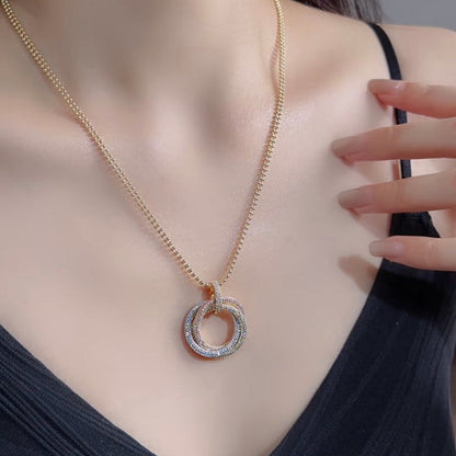 [Lumi Jewelery]TRINITY LARGE FULL DIAMOND  NECKLACE