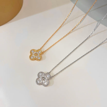 [Lumi Jewellery]CLOVER 15MM DIAMOND SINGLE FLOWER NECKLACE