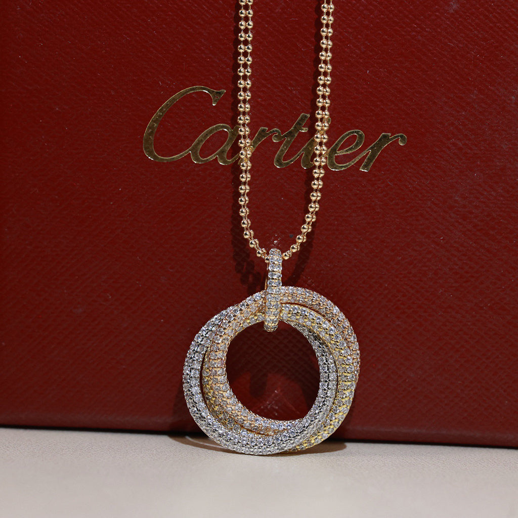 [Lumi Jewelery]TRINITY LARGE FULL DIAMOND  NECKLACE
