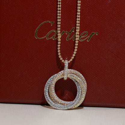 [Lumi Jewelery]TRINITY LARGE FULL DIAMOND  NECKLACE