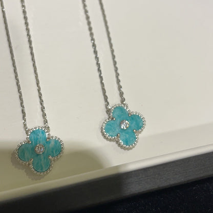 [Lumi Jewellery]CLOVER 15MM DIAMOND SVRES PORCELAIN  NECKLACE SILVER