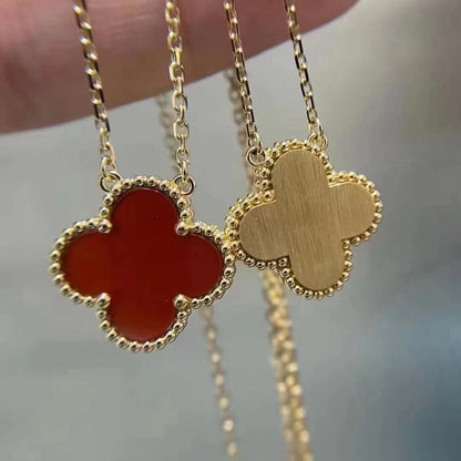 [Lumi Jewellery]CLOVER 15MM CARNELIAN SINGLE FLOWER NECKLACE