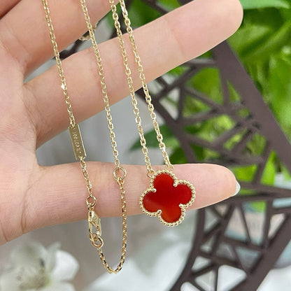[Lumi Jewellery]CLOVER 15MM CARNELIAN SINGLE FLOWER NECKLACE