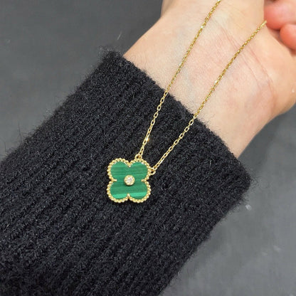 [Lumi Jewellery]CLOVER 15MM DIAMOND TURQUOISE NECKLACE