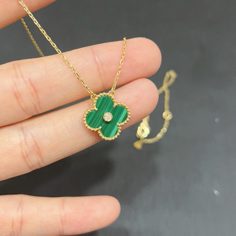 [Lumi Jewellery]CLOVER 15MM DIAMOND TURQUOISE NECKLACE