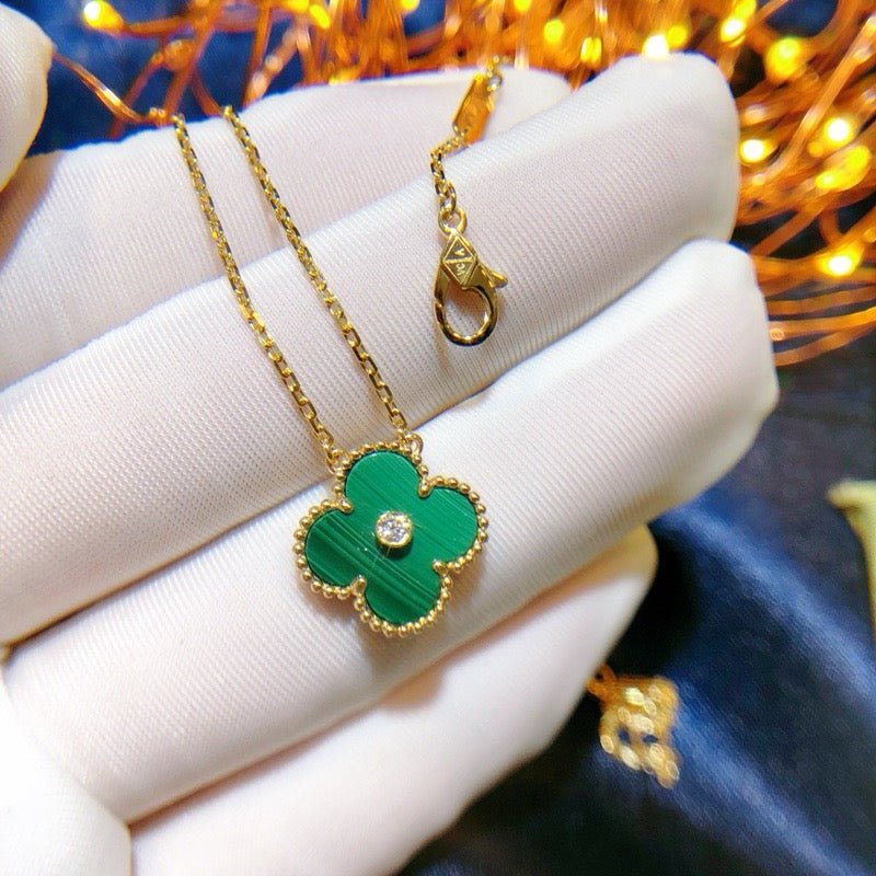[Lumi Jewellery]CLOVER 15MM DIAMOND TURQUOISE NECKLACE