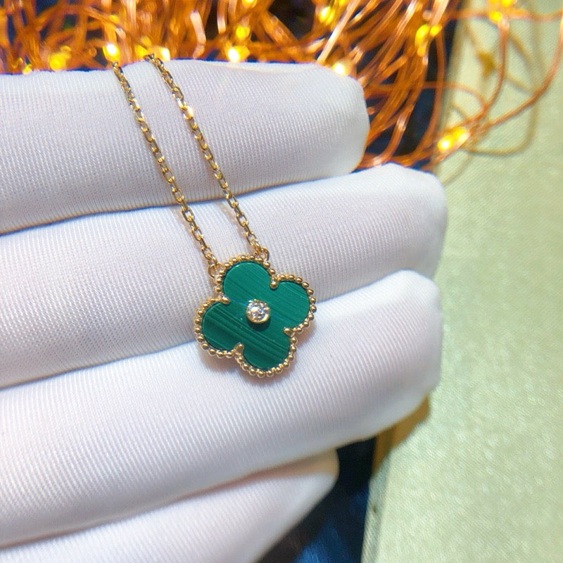 [Lumi Jewellery]CLOVER 15MM DIAMOND TURQUOISE NECKLACE