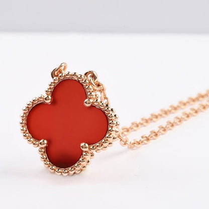 [Lumi Jewellery]CLOVER 15MM CARNELIAN SINGLE FLOWER NECKLACE