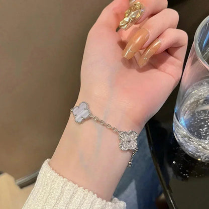 [Lumi Jewellery] CLOVER 5 MOTIF PURPLE CHALCEDONY BRACELET COLLECTION