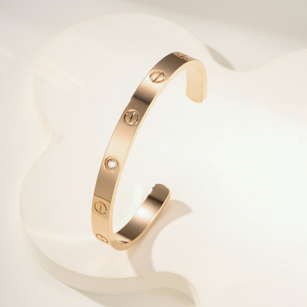 [Lumi Jewelery]LOVE BRACELET 6.1MM 1 DIAMOND OPEN CUFF