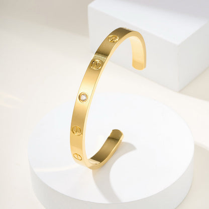 [Lumi Jewelery]LOVE BRACELET 6.1MM 1 DIAMOND OPEN CUFF