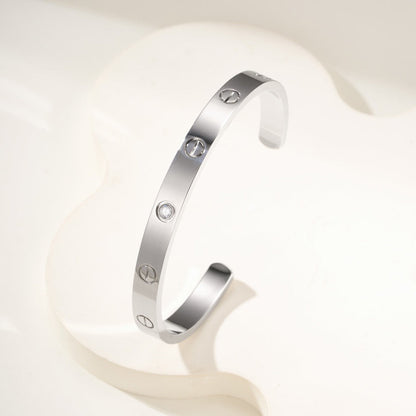 [Lumi Jewelery]LOVE BRACELET 6.1MM 1 DIAMOND OPEN CUFF