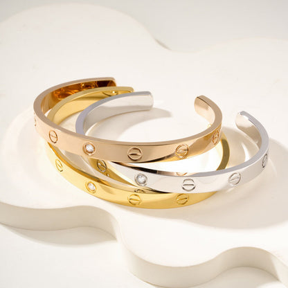 [Lumi Jewelery]LOVE BRACELET 6.1MM 1 DIAMOND OPEN CUFF